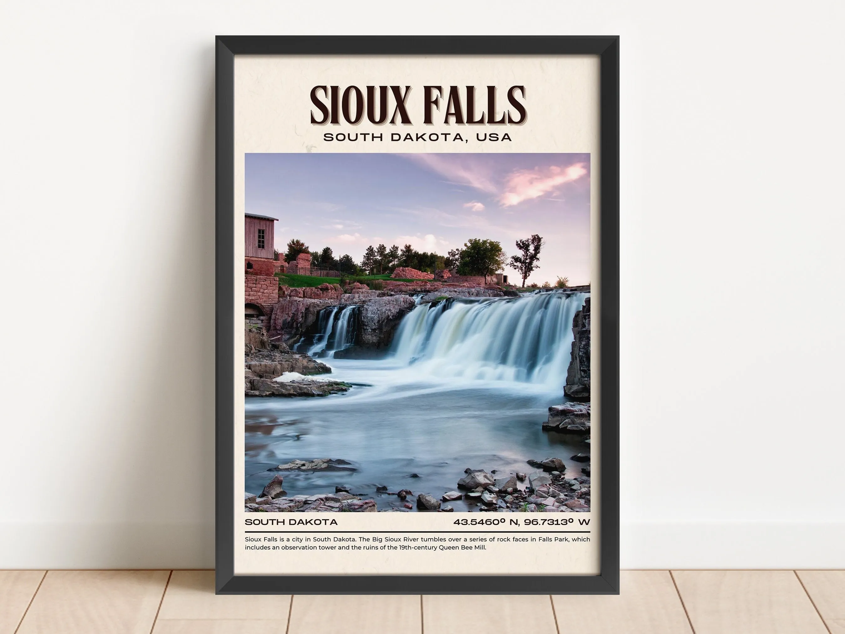 Sioux Falls Vintage Wall Art, South Dakota, USA
