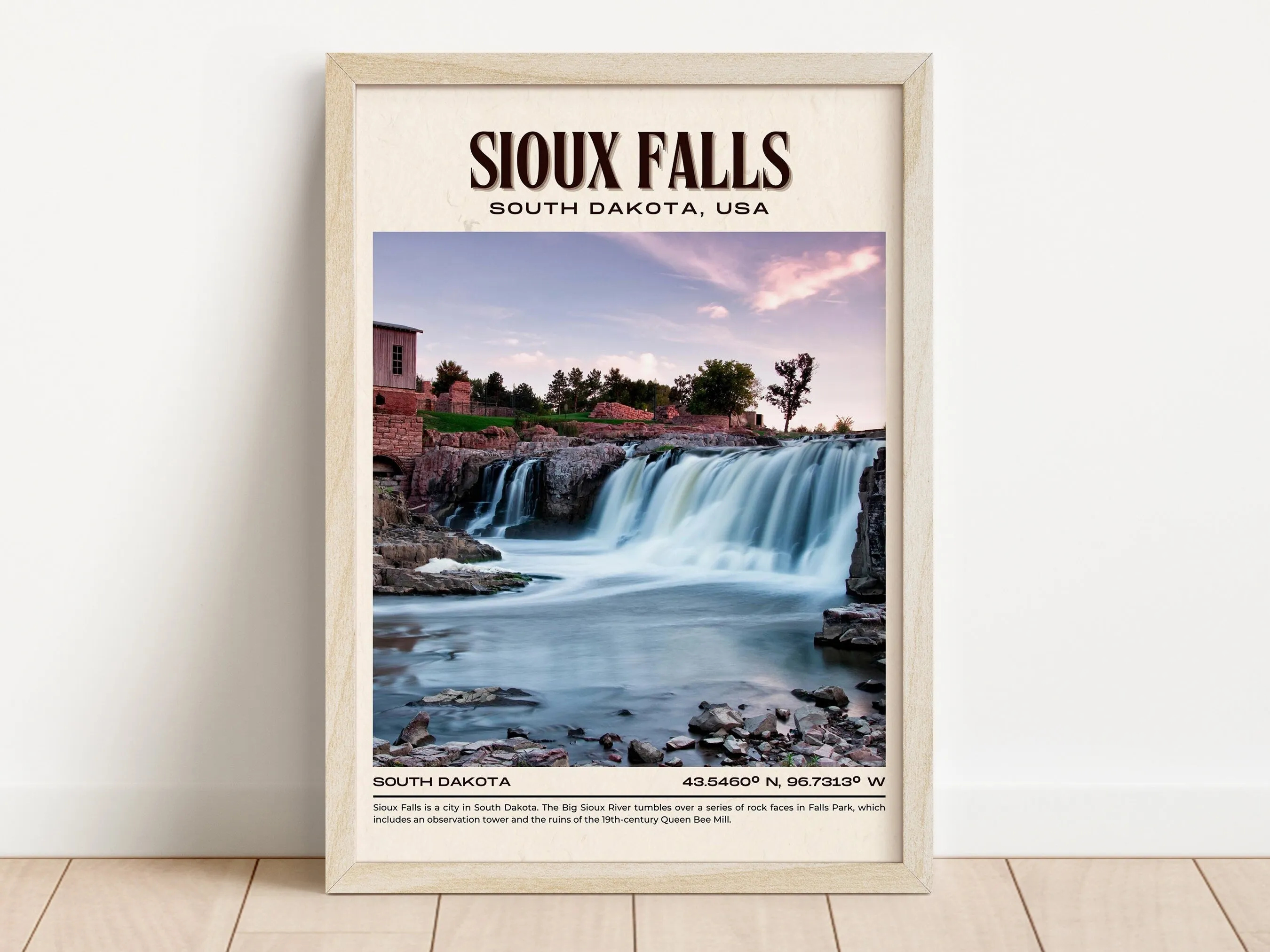 Sioux Falls Vintage Wall Art, South Dakota, USA
