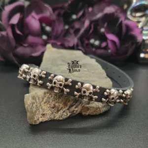 Skull & Crossbones Leather Bracelet