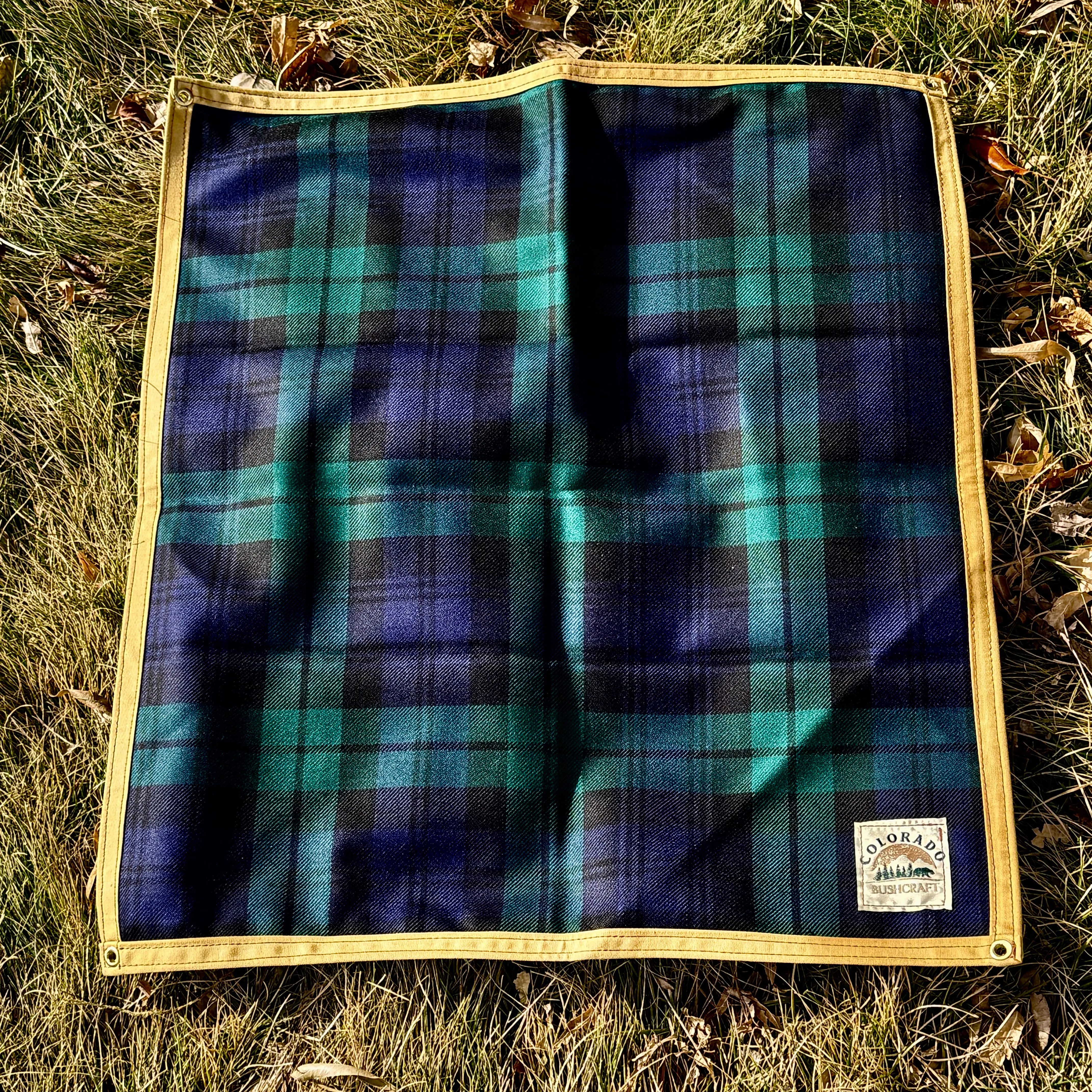 Small Waxed Canvas and Tartan Wool Lined Bushcraft Ground Cloth