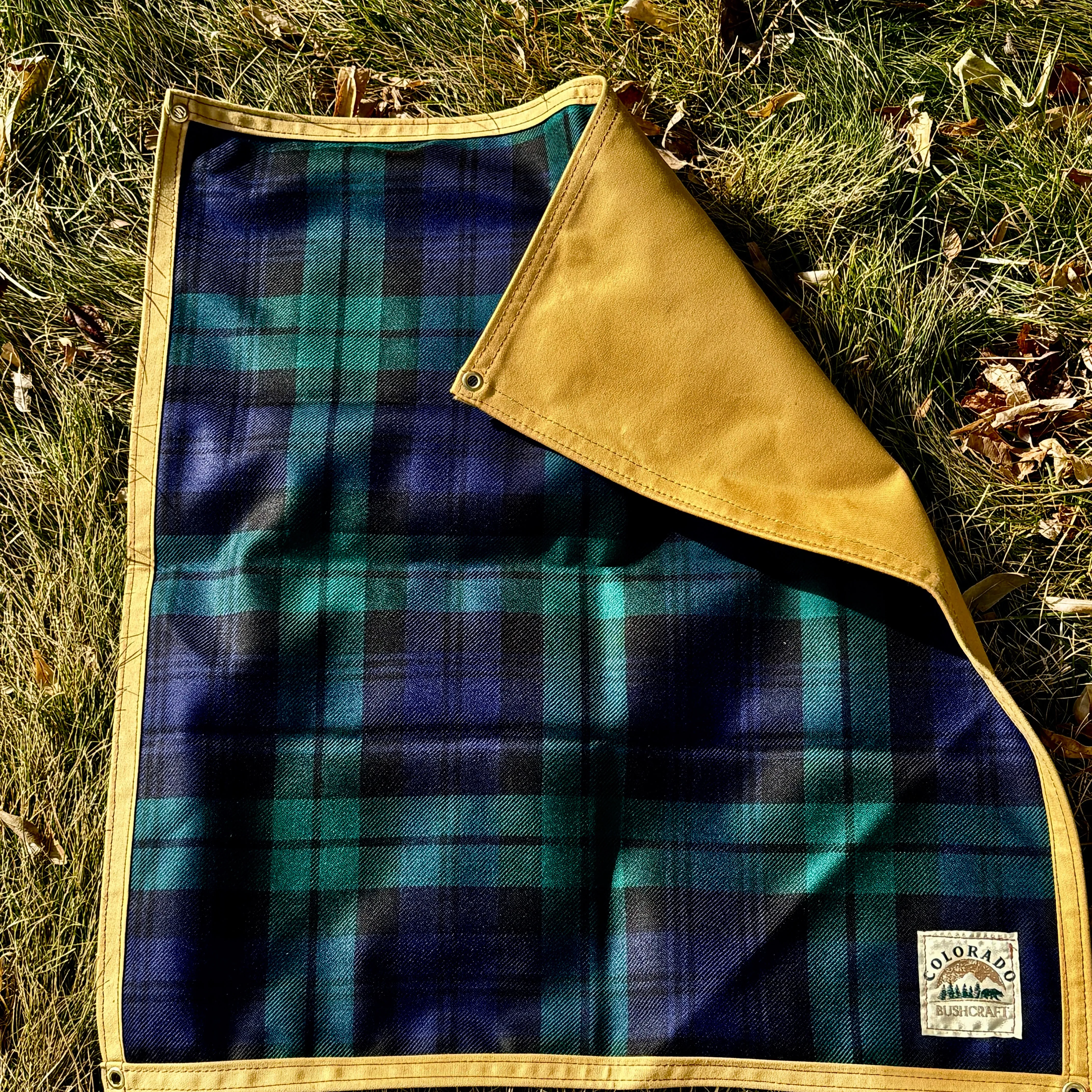 Small Waxed Canvas and Tartan Wool Lined Bushcraft Ground Cloth