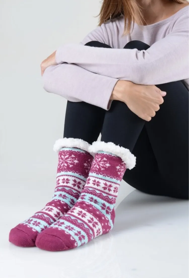 Snowflake Sherpa Slipper Socks