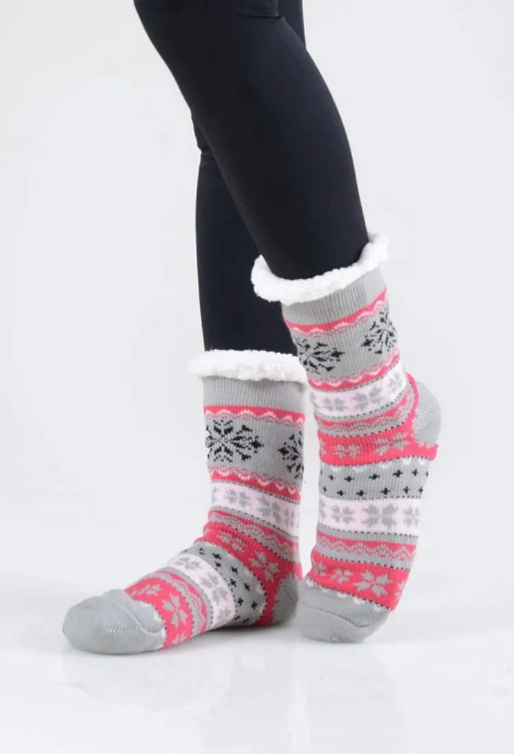 Snowflake Sherpa Slipper Socks
