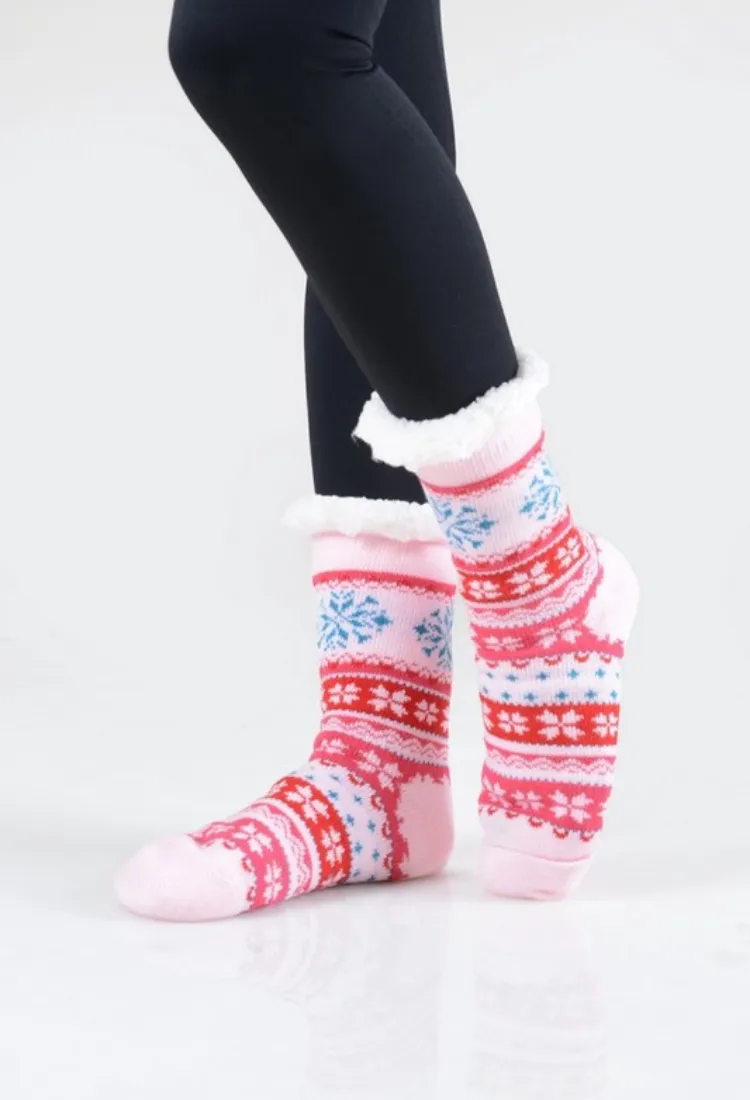 Snowflake Sherpa Slipper Socks