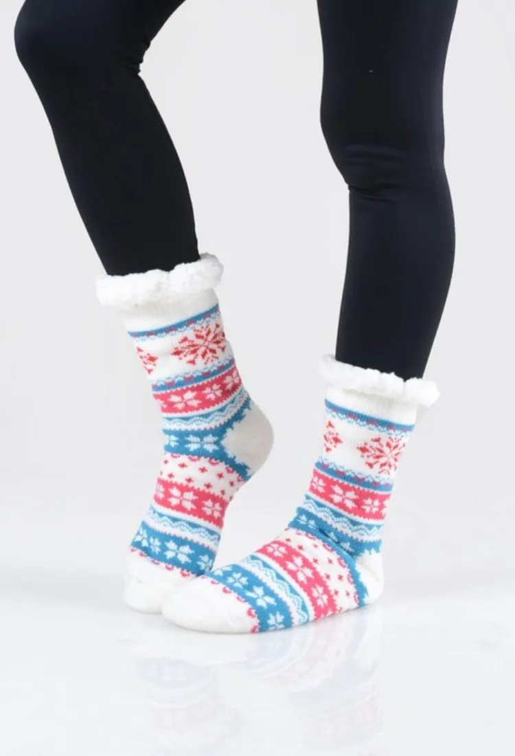 Snowflake Sherpa Slipper Socks
