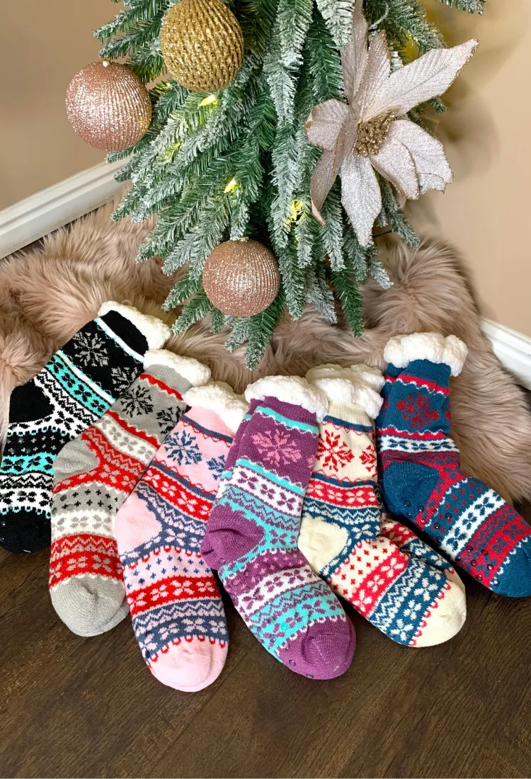 Snowflake Sherpa Slipper Socks