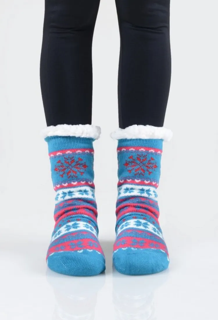 Snowflake Sherpa Slipper Socks