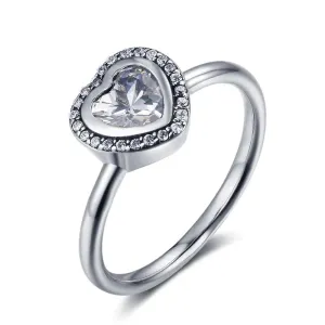Solid 925 Sterling Silver Female Rings Heart Shape 9mm Wide Rings with Silver Heart Inserted