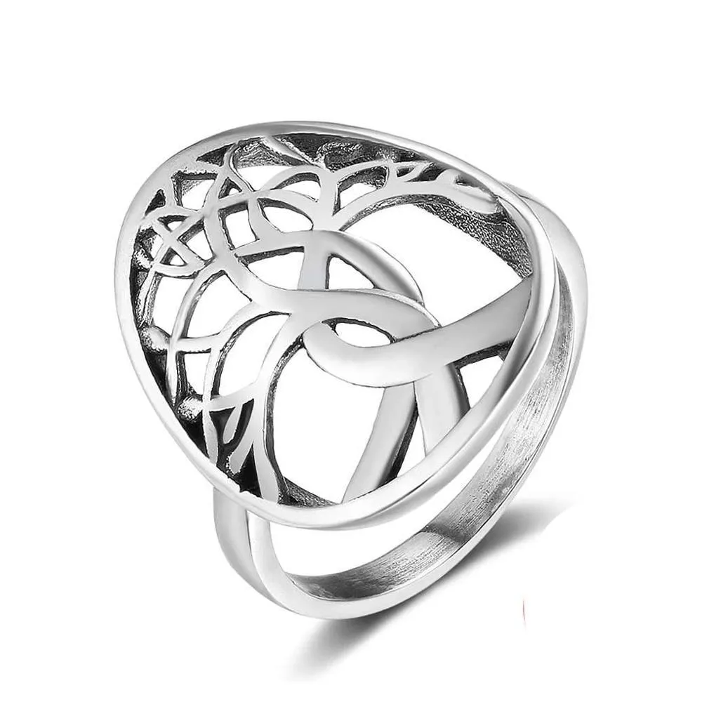 Solid 925 Sterling Silver Female Rings With Tree Weave Shape Vintage Style Rings Jewelry Rings Gift to Girls
