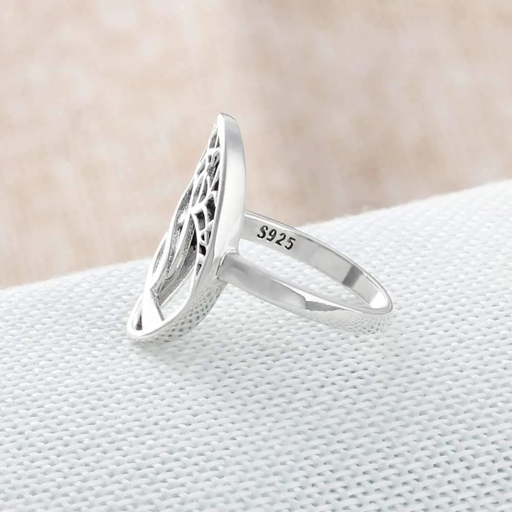 Solid 925 Sterling Silver Female Rings With Tree Weave Shape Vintage Style Rings Jewelry Rings Gift to Girls