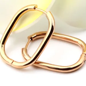 Solid Oval Design Drop Earrings