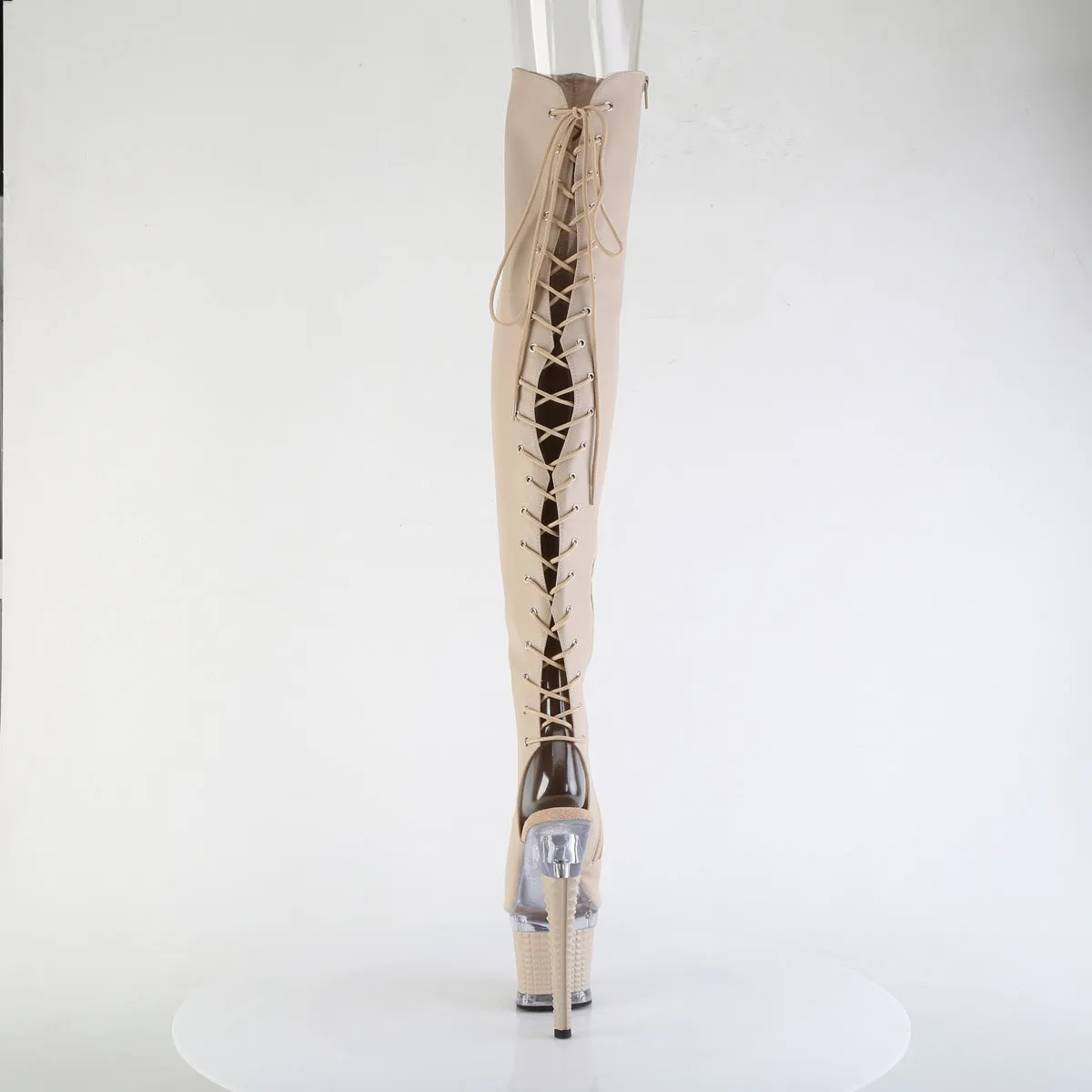 SPECTATOR-3030  Nude Faux Leather/Clear-Nude Matte