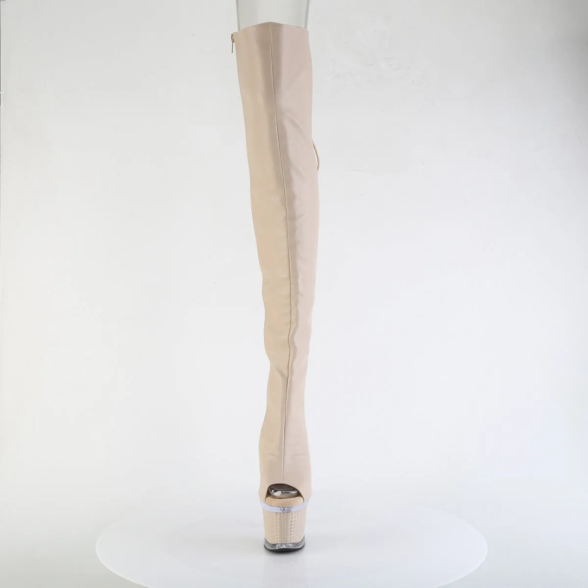SPECTATOR-3030  Nude Faux Leather/Clear-Nude Matte