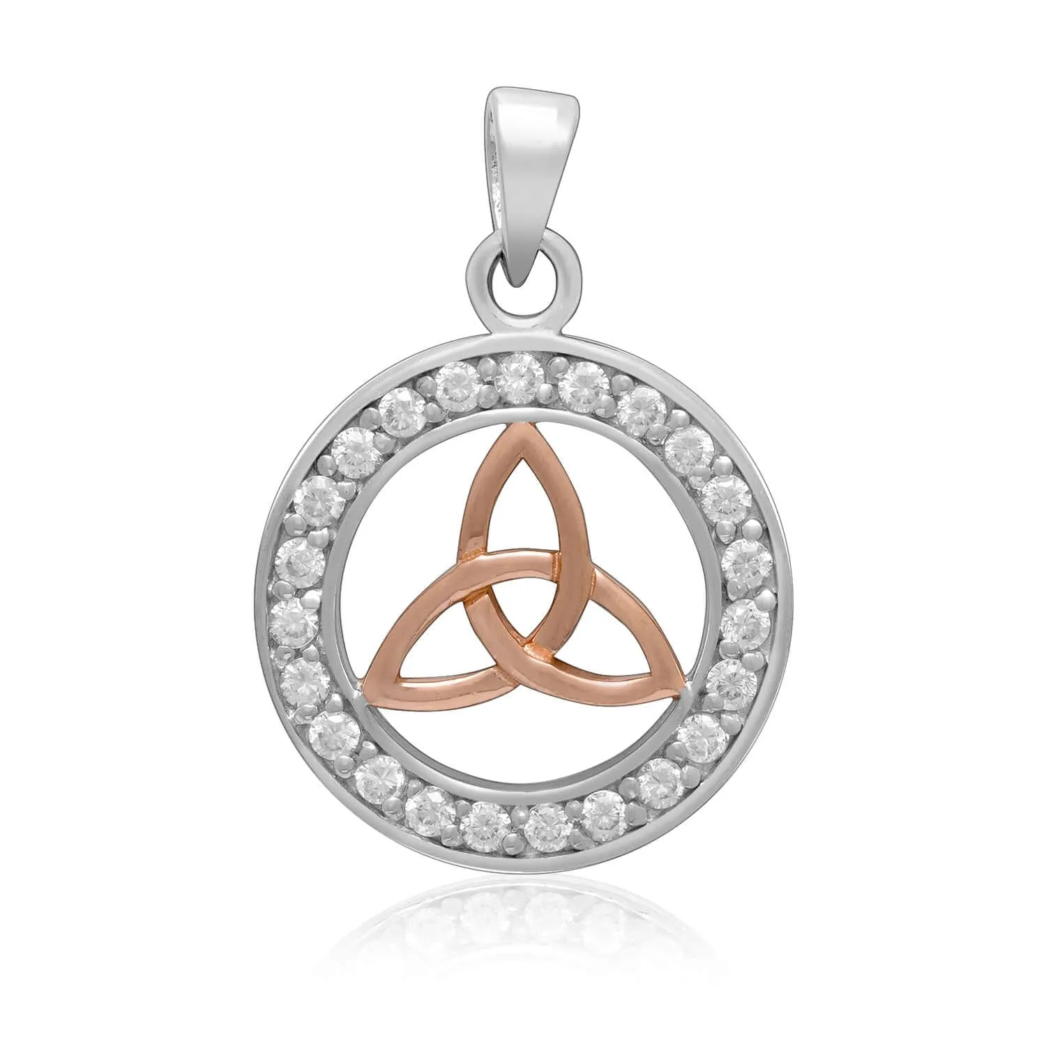 Sterling Silver Charm with Rose Gold Triquetra and CZ