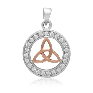 Sterling Silver Charm with Rose Gold Triquetra and CZ