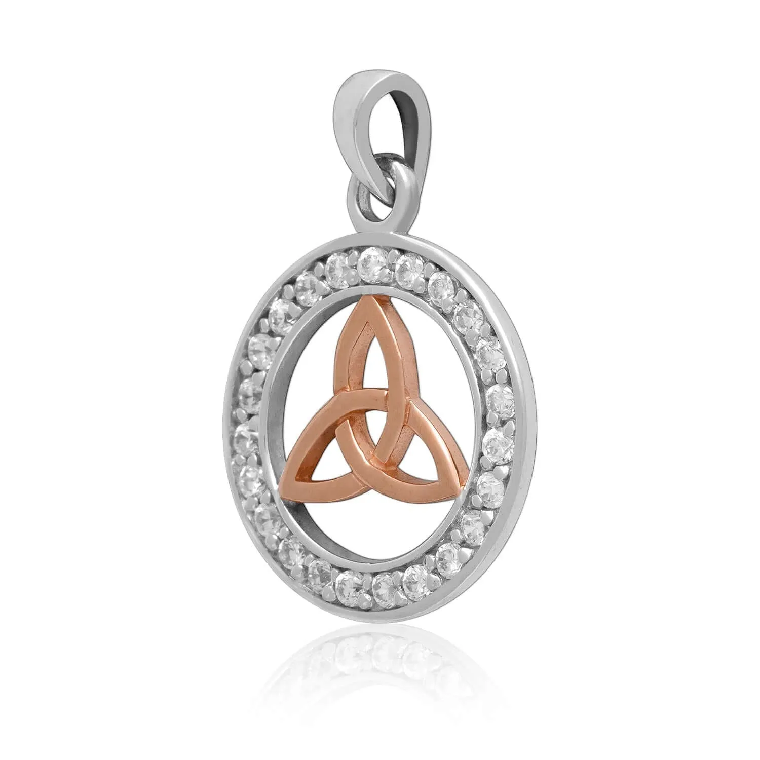 Sterling Silver Charm with Rose Gold Triquetra and CZ