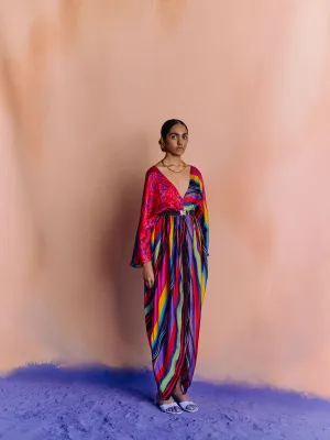 Studio Rigu   I   Womenswear, Western Dhari Kaftan Multi Colored Stripe Srdd042