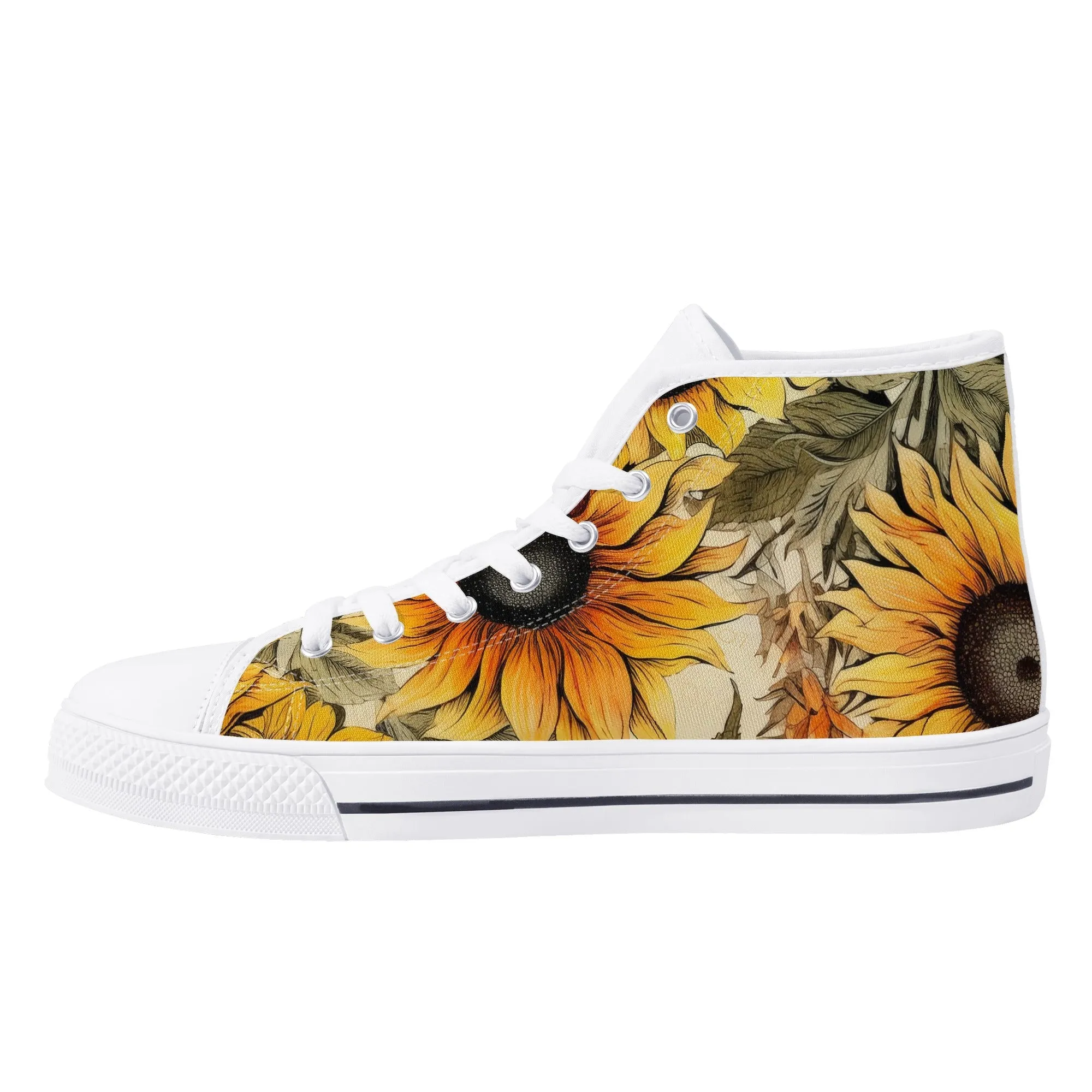 Sunflowers #7 Womens High Top Canvas Shoes