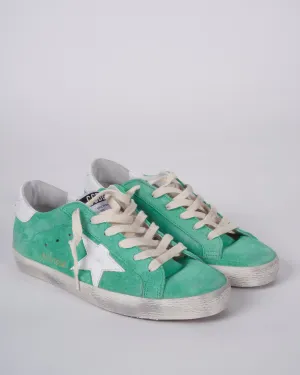 super-star suede upper high frequency tongue leather star and heel - aquamarine/white 35774