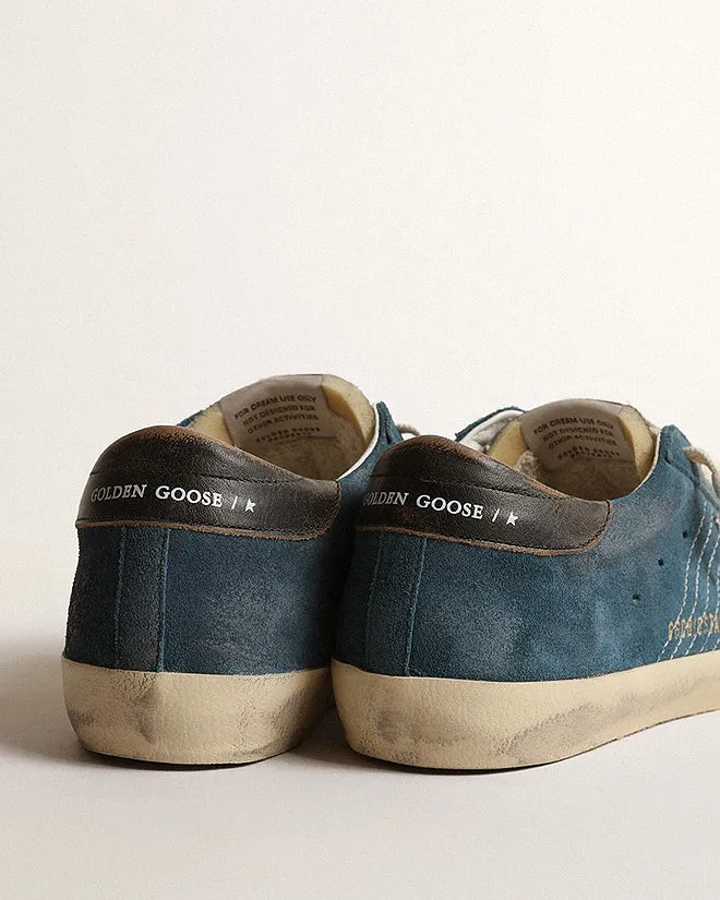 super-star suede with nylon tongue and glitter star - blue/grey/silver/black