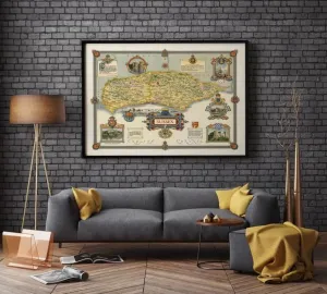 Sussex Vintage Map Poster| England Old Map Wall Prints