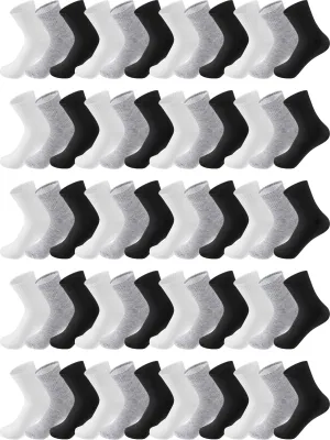 Tarpop 150 Pairs Mens Socks in Bulk Pack Unisex Socks Adult for Homeless Sports Ankle Moisture Wicking for Men Women(Black, White, Gray)