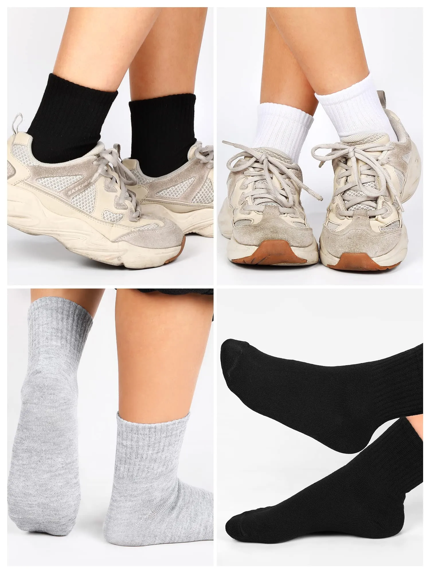 Tarpop 150 Pairs Mens Socks in Bulk Pack Unisex Socks Adult for Homeless Sports Ankle Moisture Wicking for Men Women(Black, White, Gray)