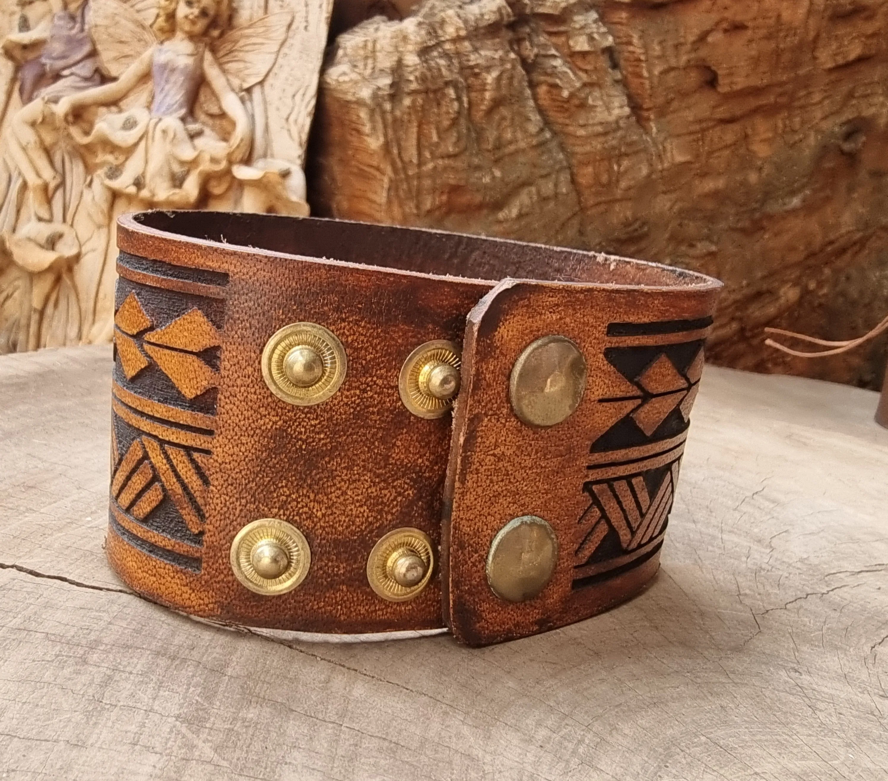 Tibetan Leather Wrist Cuff