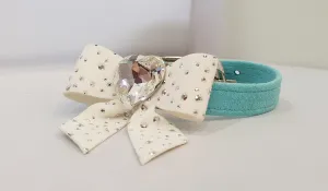 Tiffany White Bow Microsuede 1/2" Collar