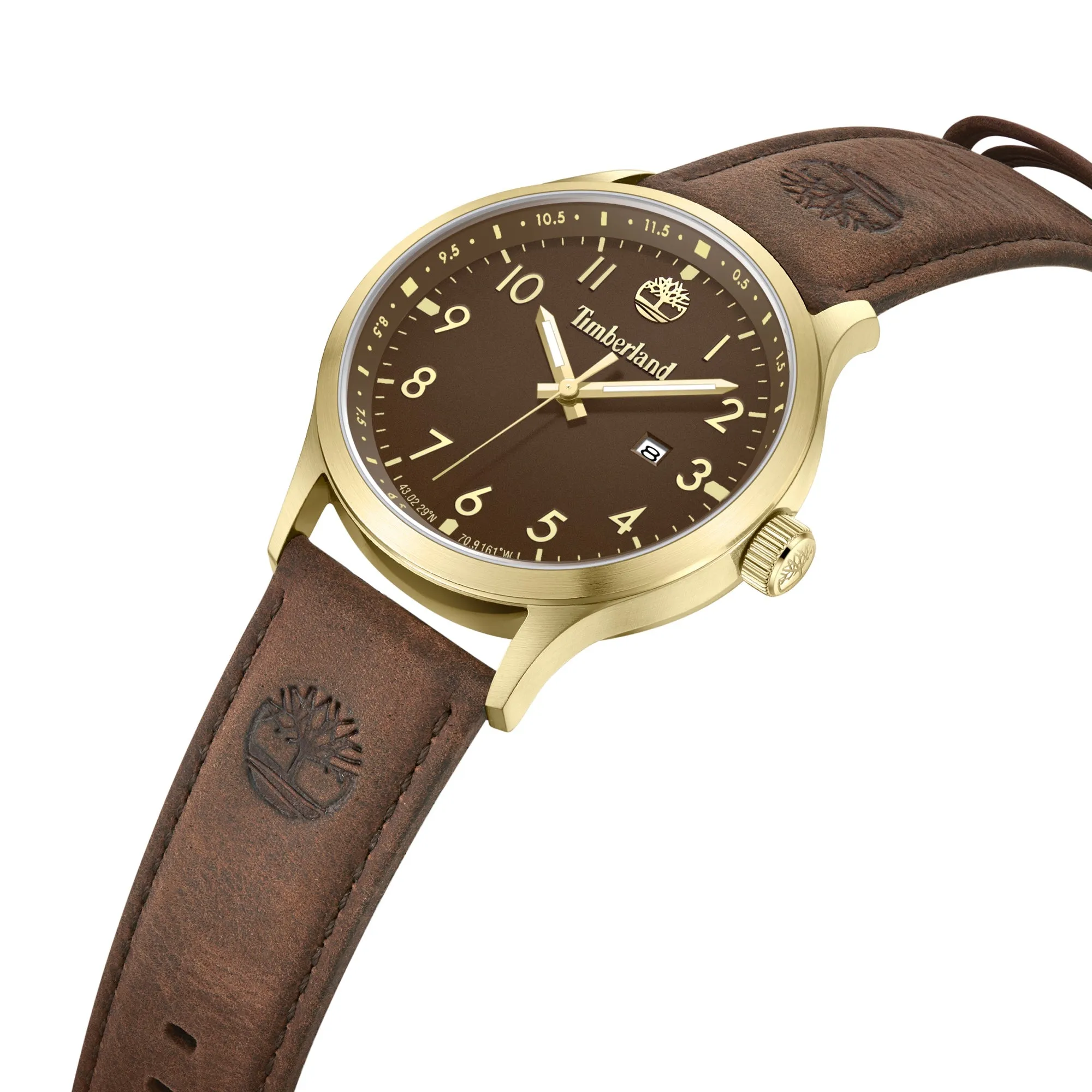 Timberland Trumbull Goldtone Stainless Steel & Leather Strap Watch