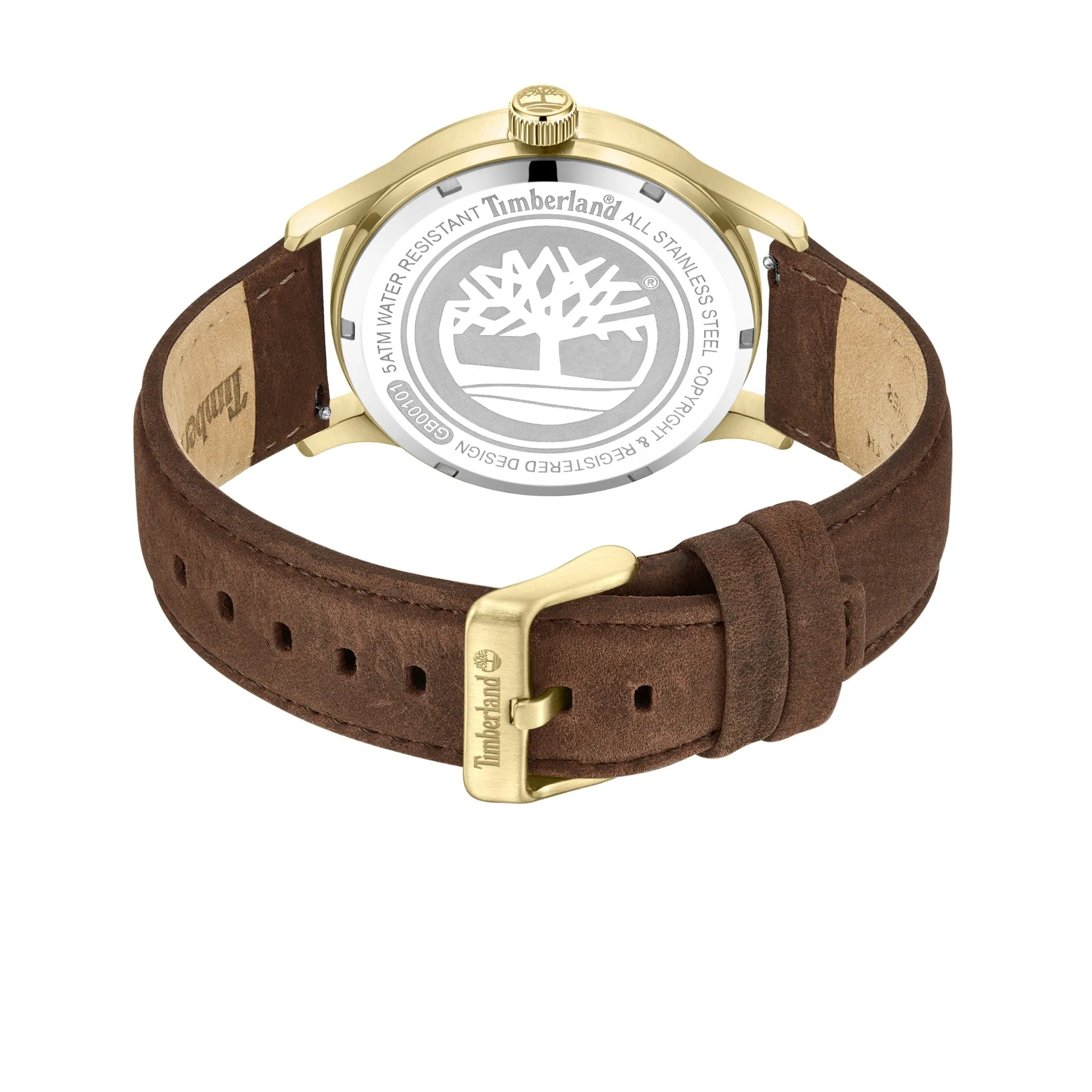 Timberland Trumbull Goldtone Stainless Steel & Leather Strap Watch