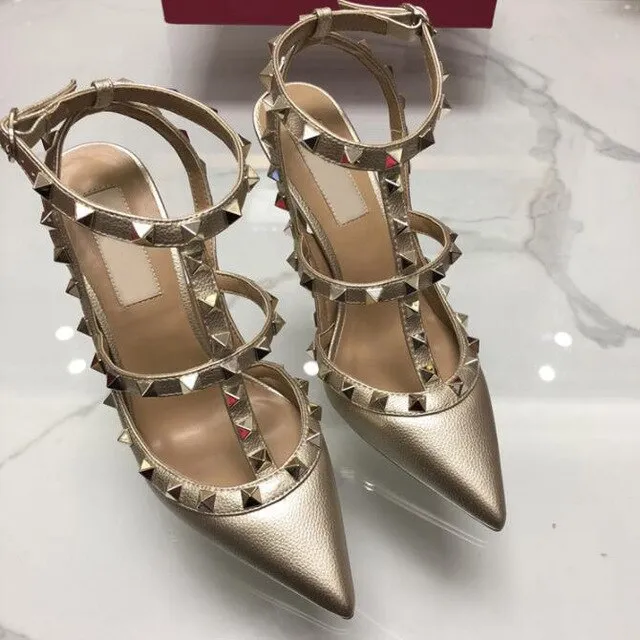 Top quality High heel rivet women sandals office