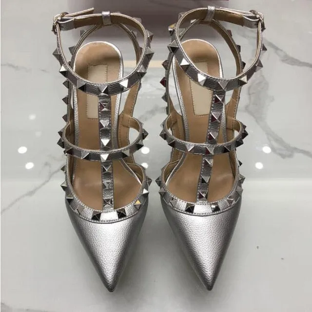 Top quality High heel rivet women sandals office