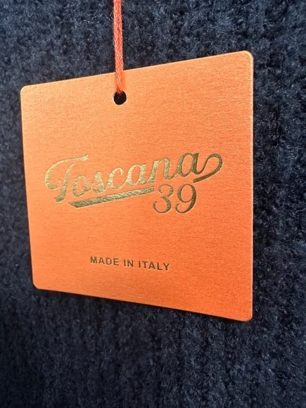 Toscana 39 Cardigan Womens Size LXL Dark Brown Open Front Ribbed Cuffs Pockets