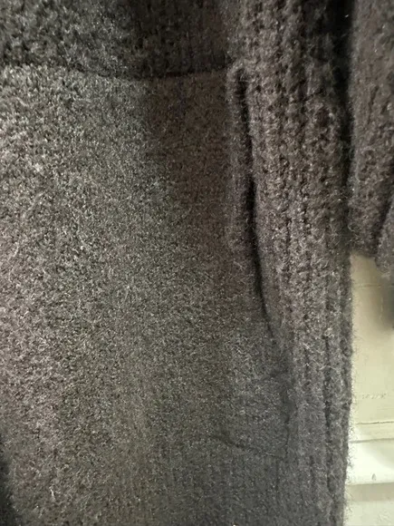 Toscana 39 Cardigan Womens Size LXL Dark Brown Open Front Ribbed Cuffs Pockets