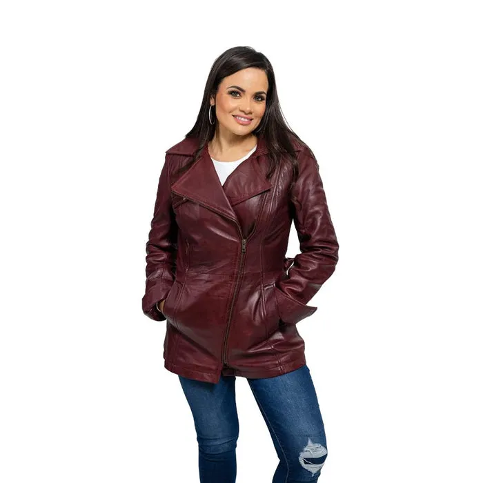 Traci - Women's Fashion Leather Coat (Oxblood)