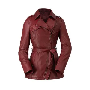Traci - Women's Fashion Leather Coat (Oxblood)