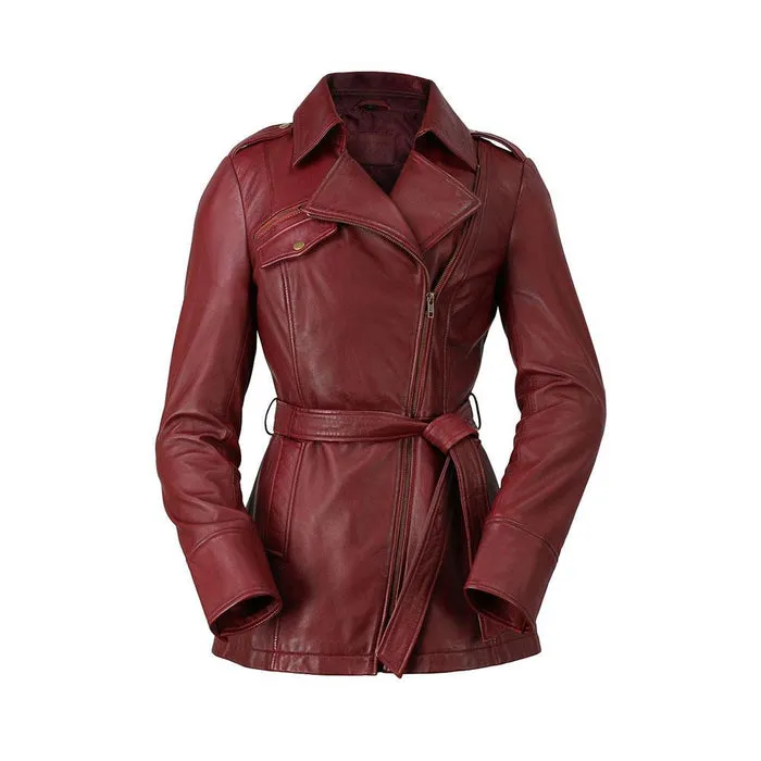 Traci - Women's Fashion Leather Coat (Oxblood)
