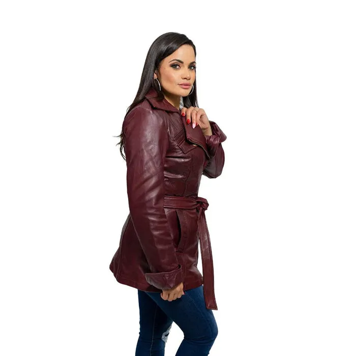 Traci - Women's Fashion Leather Coat (Oxblood)