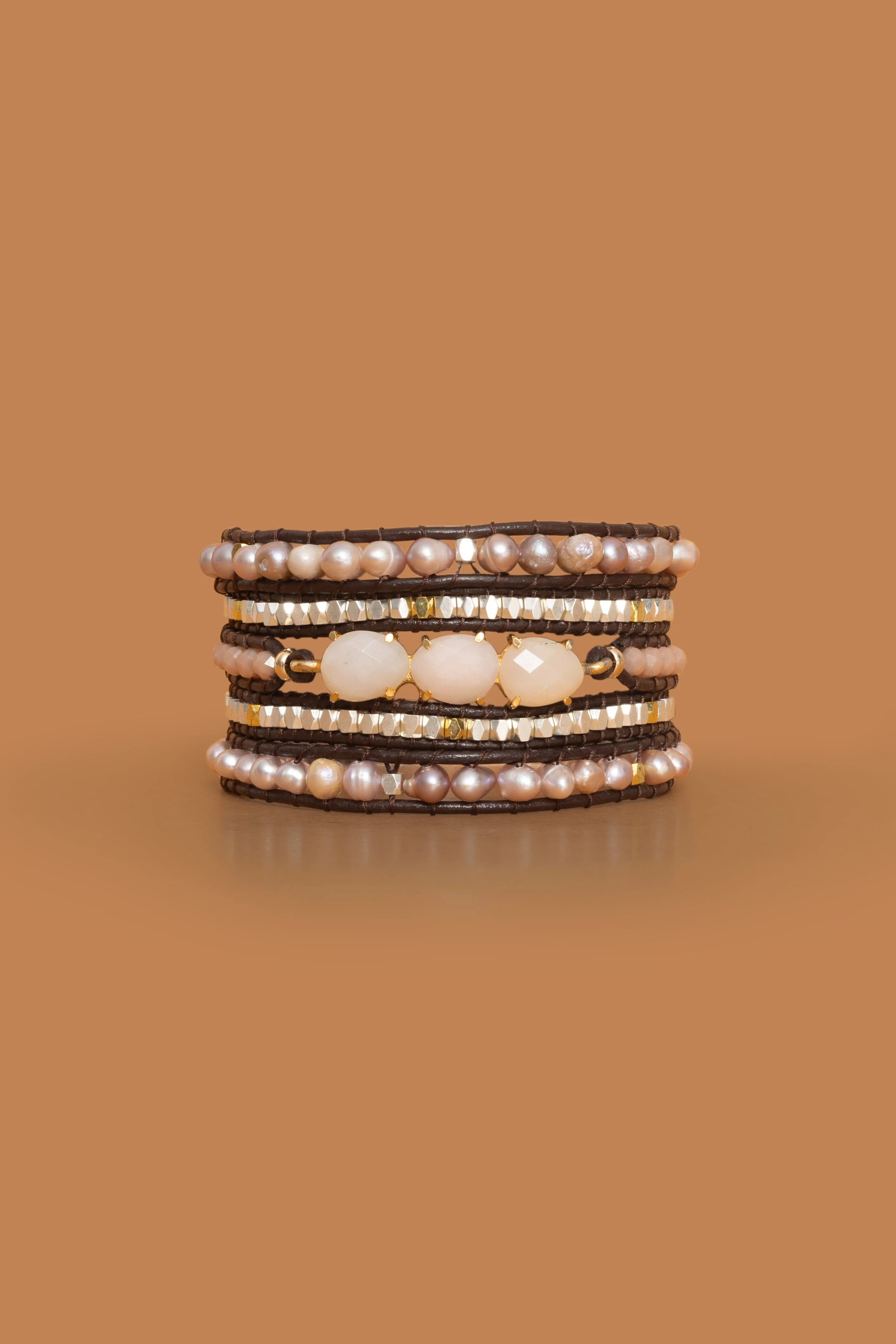 Triple Agate Five Layer Wrap