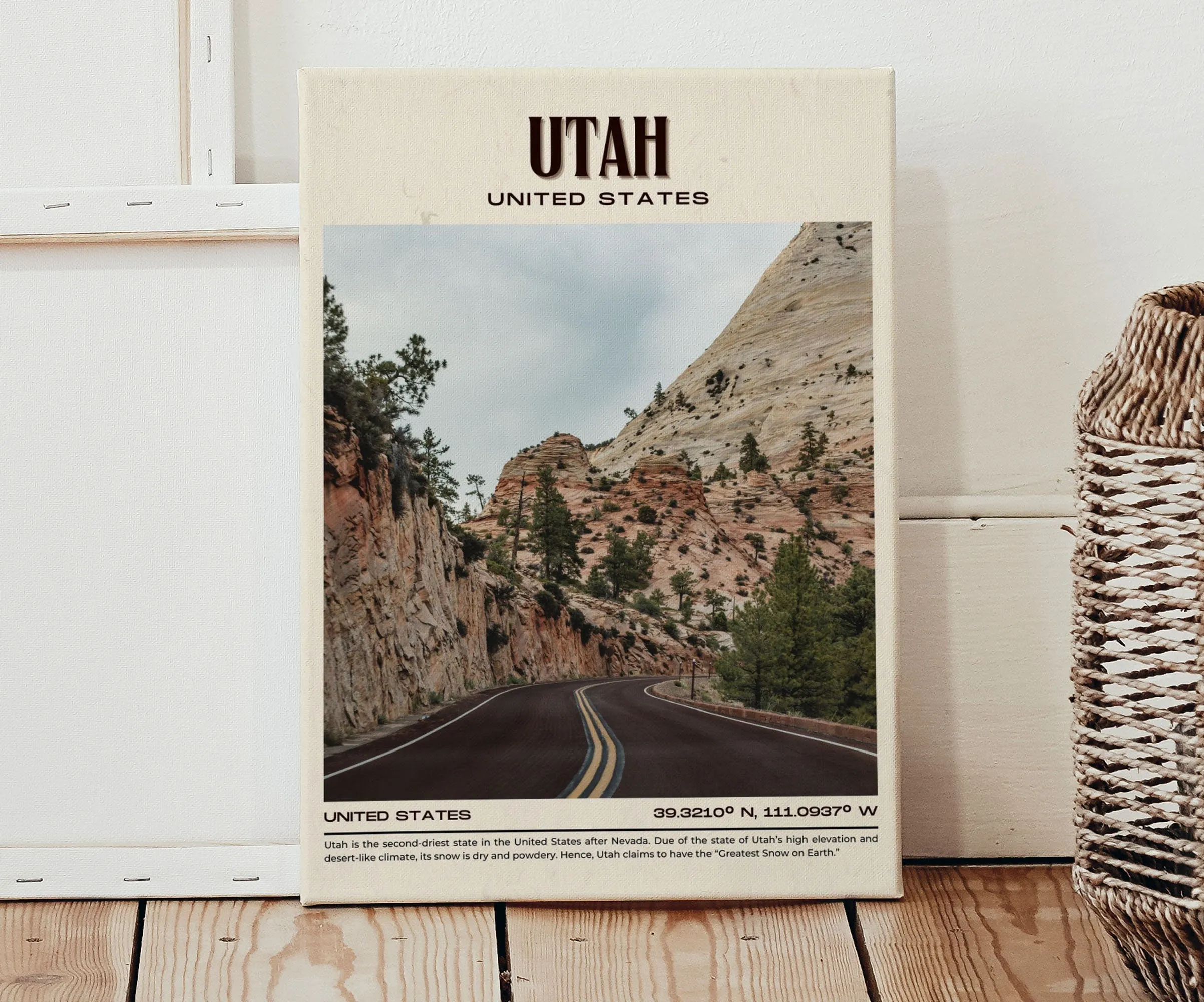Utah Vintage Wall Art, USA