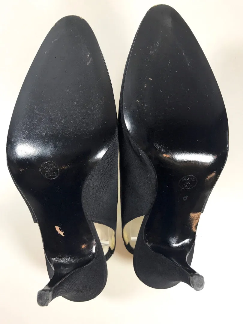 VALENTINO Garavani Circa 1990s Miss V Black Silk, Red Bow Size 6