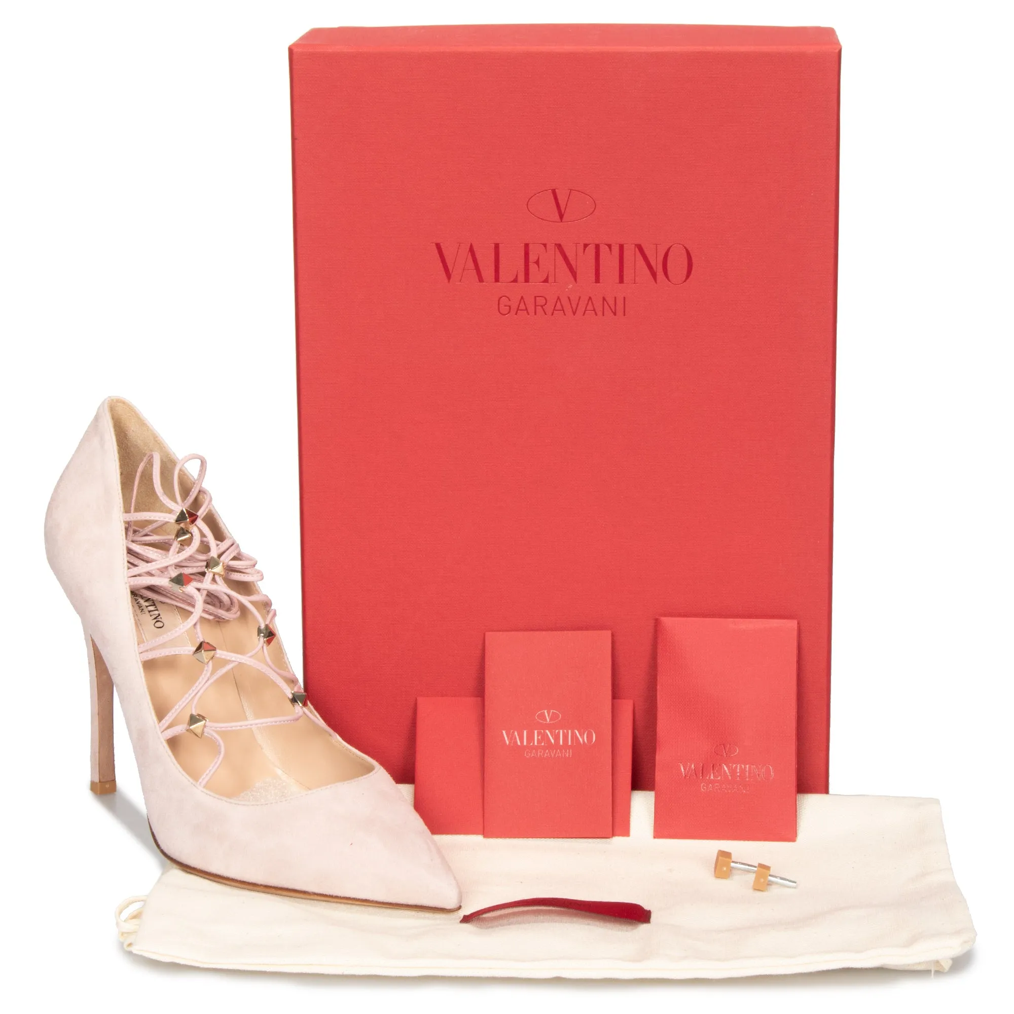 Valentino Lace Ankle Pumps in Powder Suede