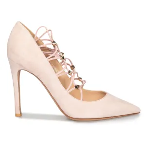 Valentino Lace Ankle Pumps in Powder Suede