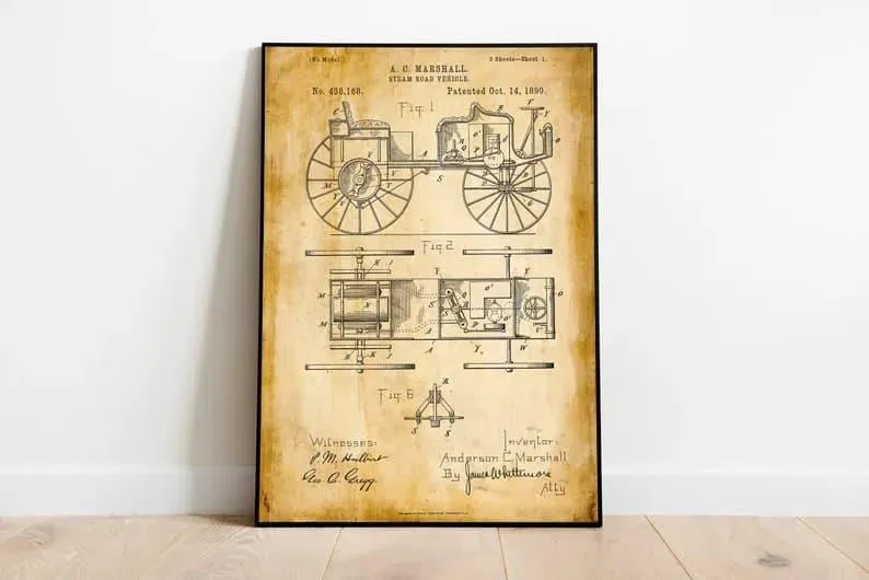 Vintage Car Patent Print| Framed Art Print