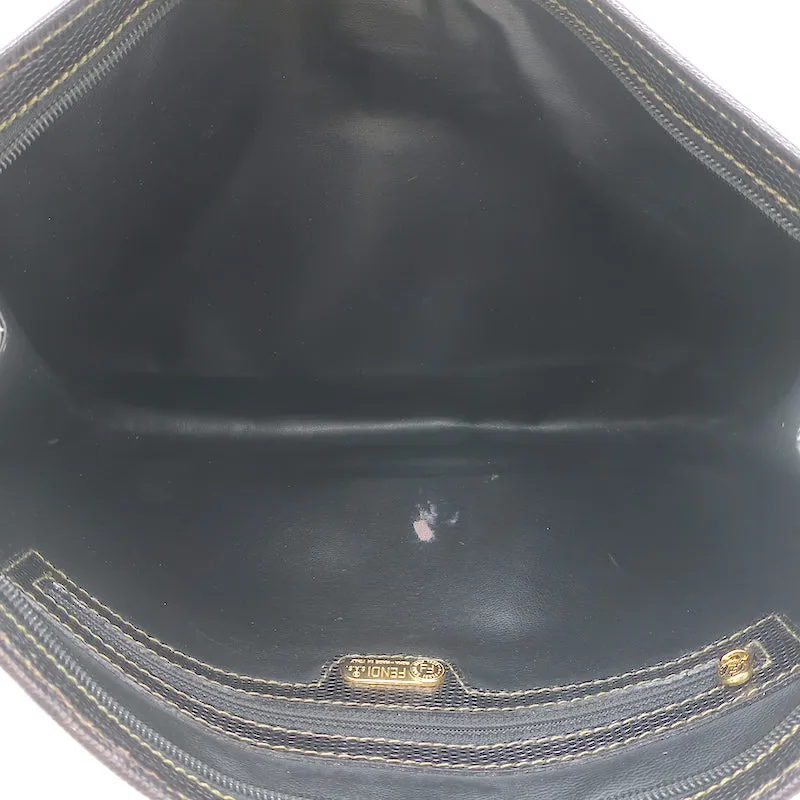 Vintage Fendi Zucca Coated Canvas Large Clutch Brown