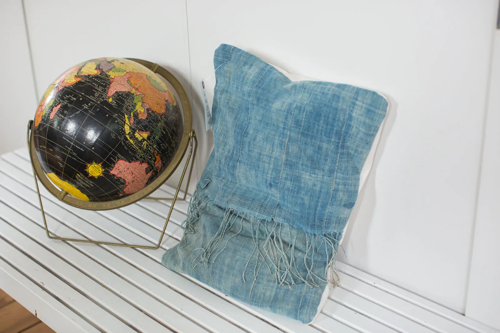 Vintage Light Blue Indigo Pillow