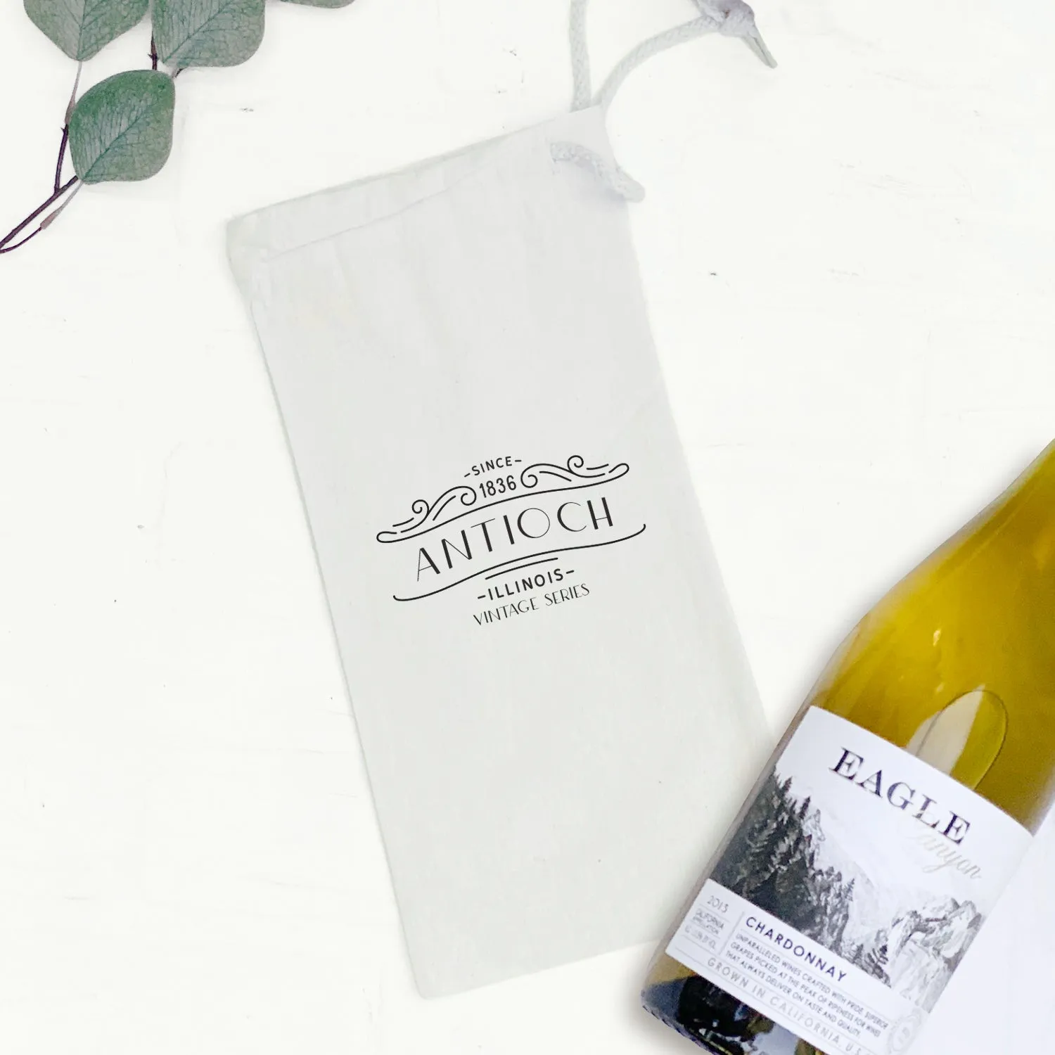 Vintage Marquee City State Estd - Canvas Wine Bag