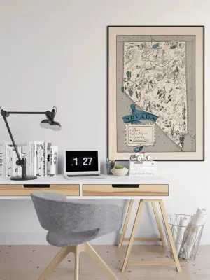 Vintage Nevada Map Print| Nevada Canvas Wall Art