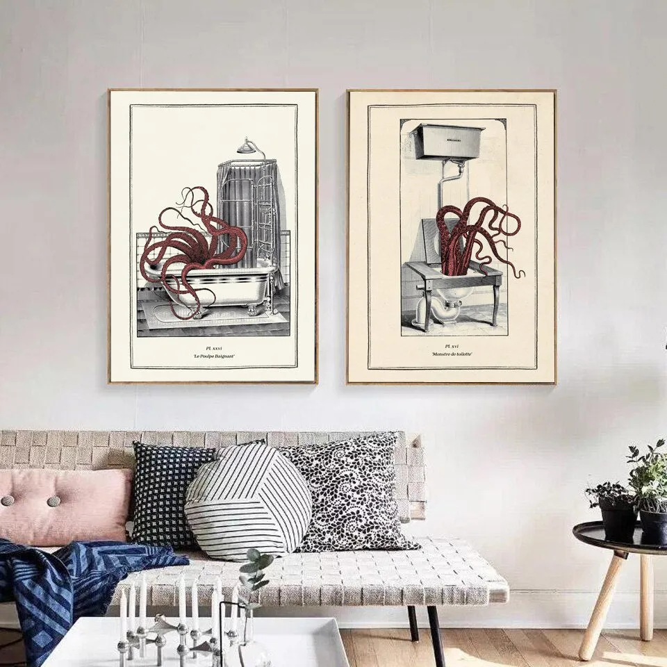Vintage Octopus Print Wall Art
